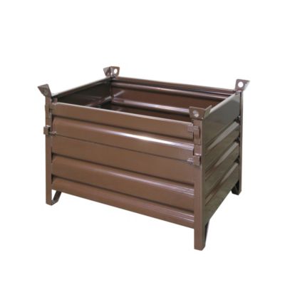 Eichinger-Industrie Vollwand-Stapelpalette, bis 2000 kg, 3 Seitenwände, Kranösen, B 1500 x T 1000 x H 750 mm, Stahl, schokoladenbraun RAL 8017